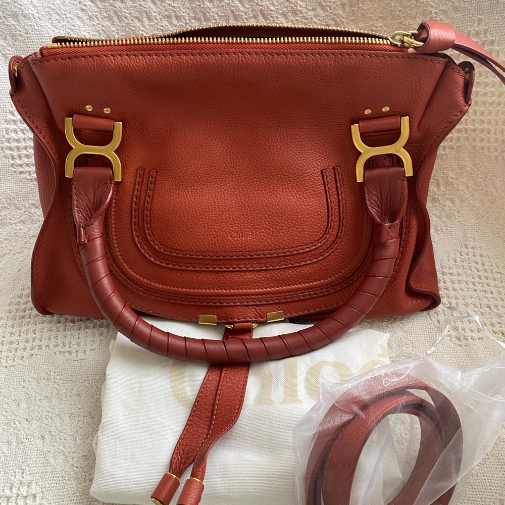 ✅💯Authentic Chloe Marcie Medium Maple Leaf Calfskin Leather Women's Bag.
